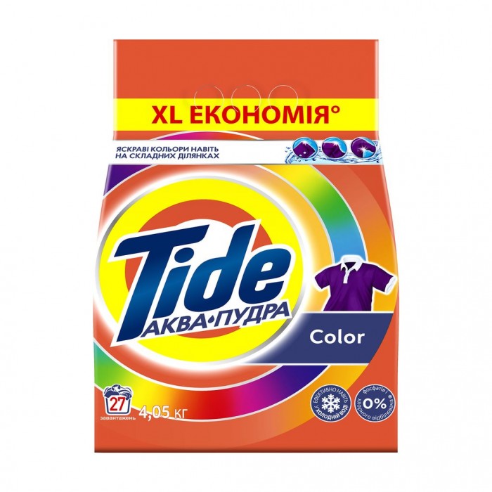 Пральний порошок Tide Аква-Пудра Color, автомат, 27 циклів прання, 4.05 кг