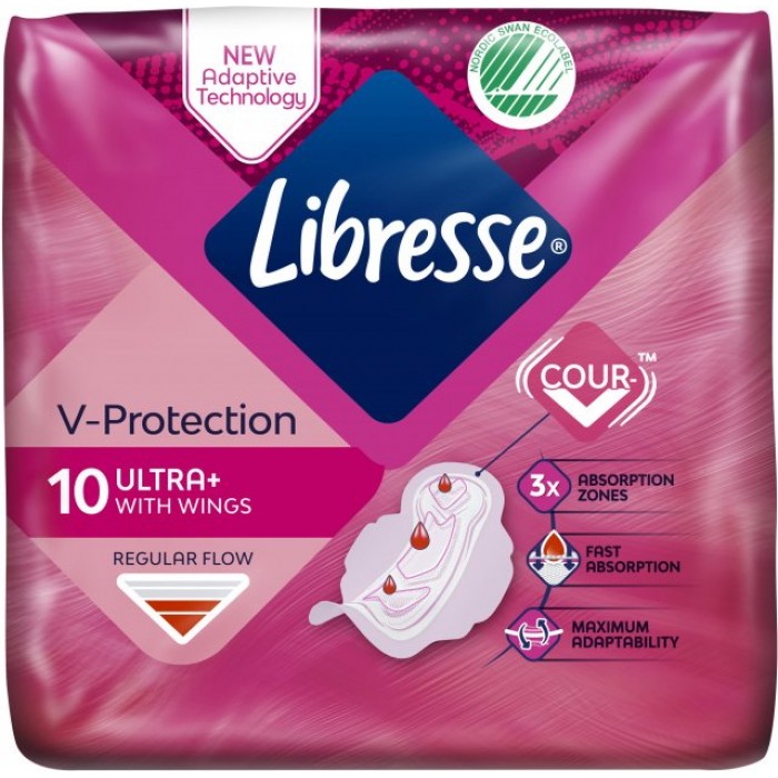 Гігієнічні прокладки для критичних днів Libresse V-Protection Ultra, 10 шт
