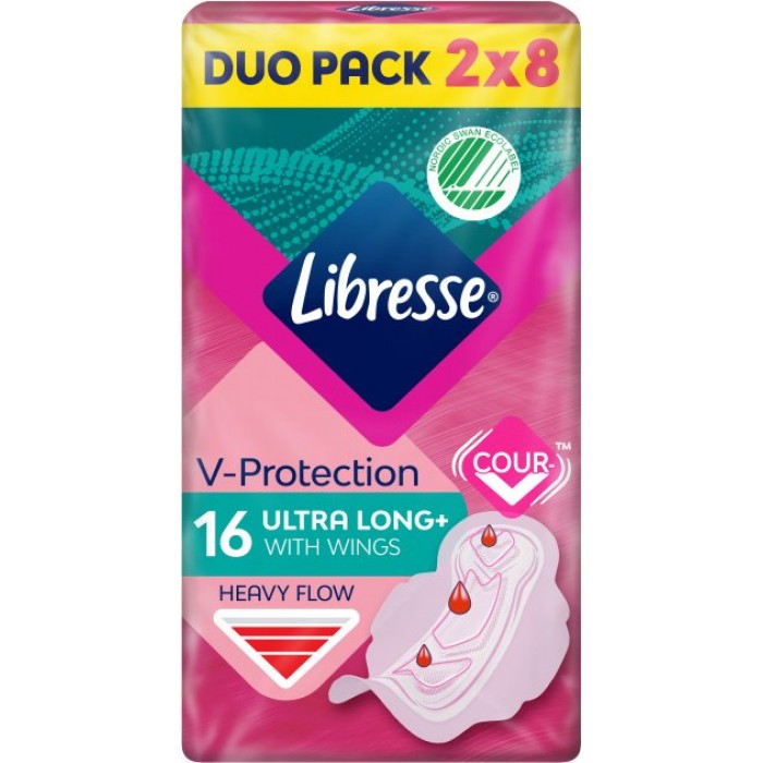 Гігієнічні прокладки для критичних днів Libresse V-Protection Ultra Long, 16 шт