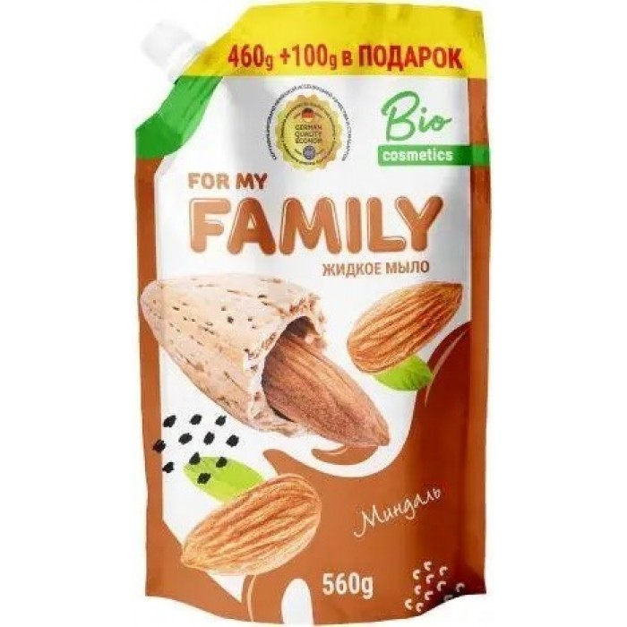Рідке мило For my FAMILY Мигдаль, 560 мл (дойпак)
