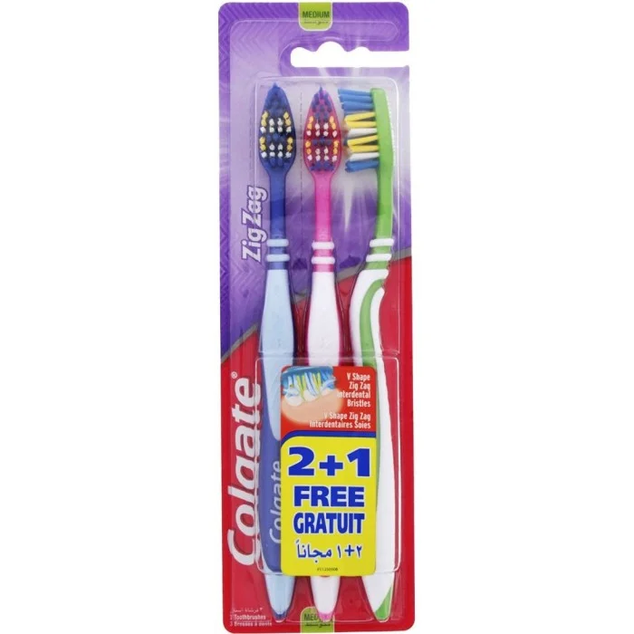 Зубна щітка Colgate ZigZag, середньої жорсткості, 2+1