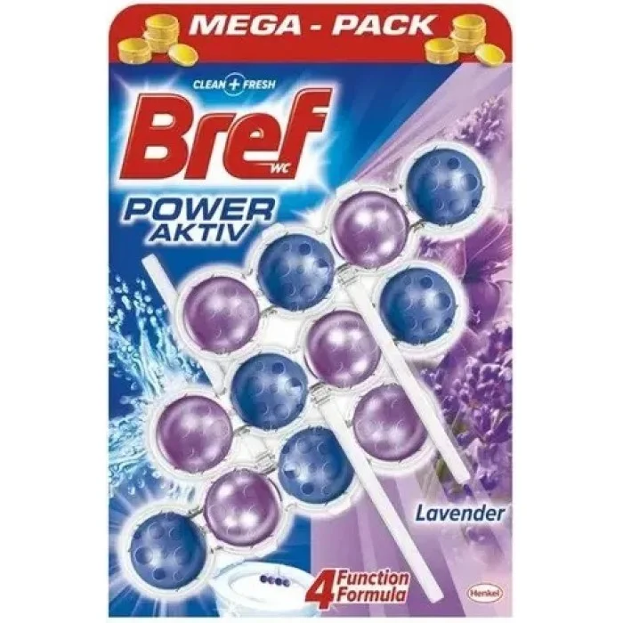 Твердий туалетний блок Bref Power Aktiv Лаванда, 3*50 г