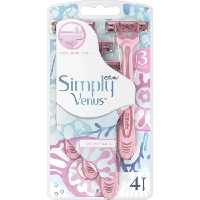 Одноразові бритви Gillette Simply Venus Smooth (3 леза), 4 шт
