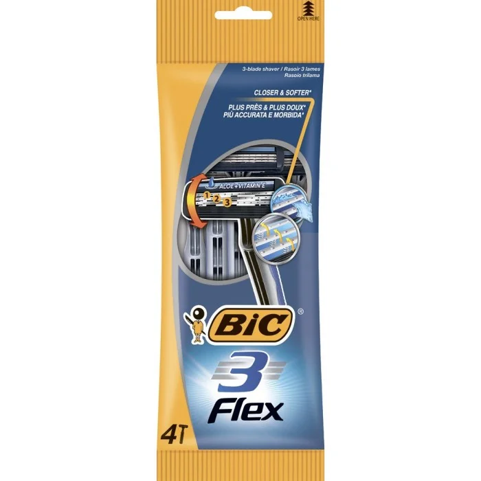 Одноразові бритви Bic 3 Flex, 4 шт