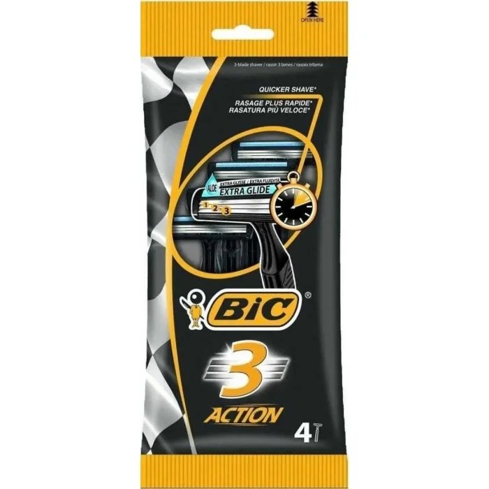 Одноразові бритви Bic 3 Action, 4 шт