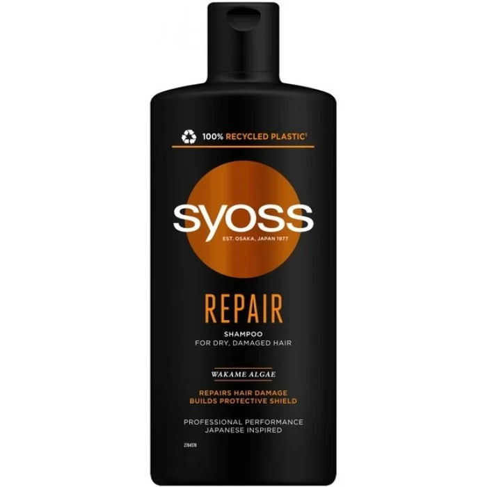 Шампунь Syoss Repair Водорослі Вакаме, для сухого та пошкодженого волосся, 440 мл