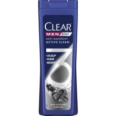 Шампунь-гель для душу Clear Men 3в1 з активованим вугіллям, 360 мл