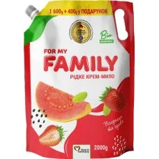 Рідке крем-мило For my FAMILY Полуниця й гуава зі зволожуючою рисовою олією, 560 мл (дойпак)