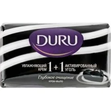 Крем-мило Duru 1+1 з зволожуючим кремом та активованим вугіллям, 80 г