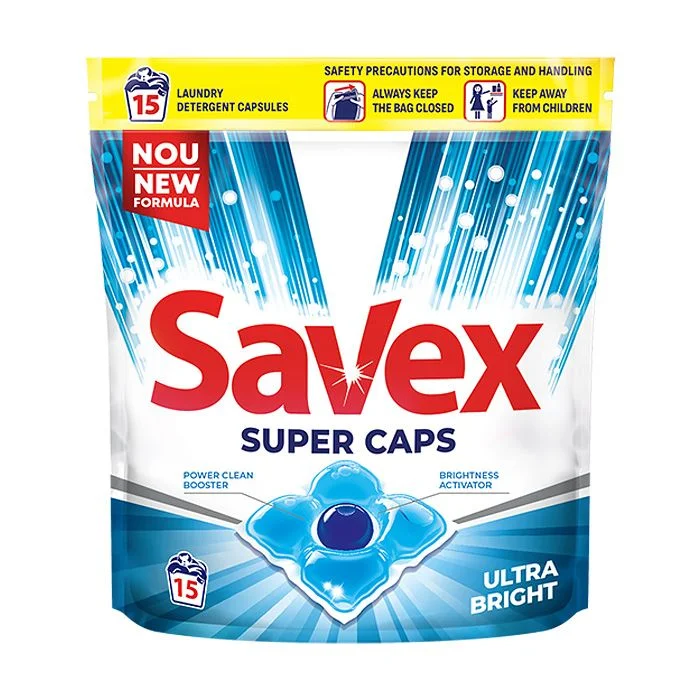 Капсули для прання Savex Super Caps Ultra Bright, 15 циклів прання, 15 шт