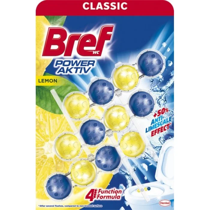 Твердий туалетний блок Bref Power Aktiv Лимон, 3*50 г