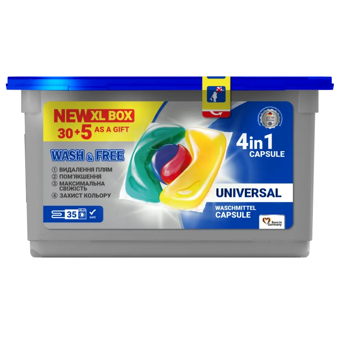 WASH & FREE Засіб для прання у вигляді капсул "Wash&Free" 35шт