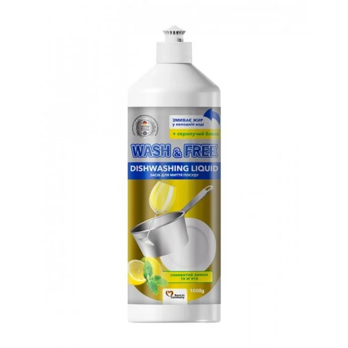 Засіб для миття посуду "Wash&Free"  лимон та м’ята 1000г