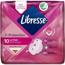 Гігієнічні прокладки для критичних днів Libresse V-Protection Ultra, 10 шт