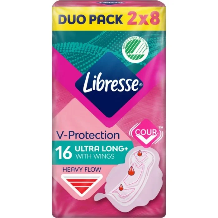 Гігієнічні прокладки для критичних днів Libresse V-Protection Ultra Long, 16 шт