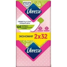 Щоденні прокладки Libresse Daily Fresh Normal, 2*32 шт