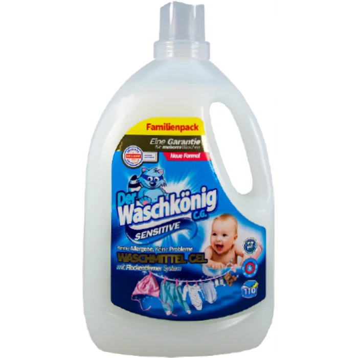 Гель для прання Der Waschkonig Sensitive, 110 циклів прання, 3,305 л