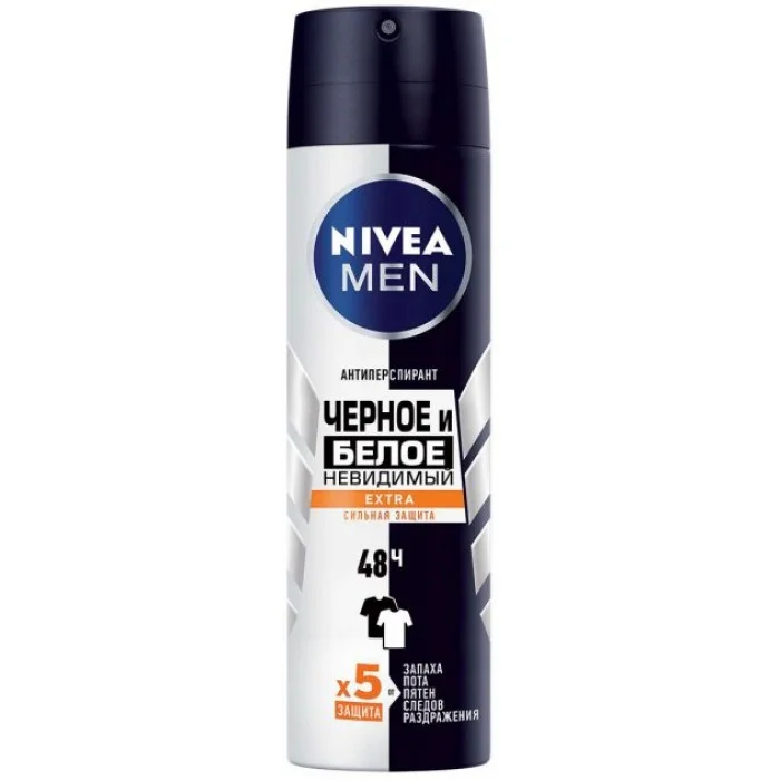 Антиперспірант Nivea Men Чорне та Біле Невидимий Extra, 150 мл